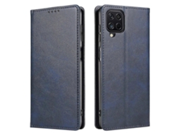 Capa Carteira Flip Em Couro Sintético Com Suporte, Textura De Bezerro E Fecho Magnético Para Samsung Galaxy A12.