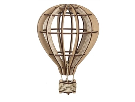 Modelo 3D em Madeira Mdf Balão de Ar Quente com Motivos Brancos 24 X 17 Cm KELPI