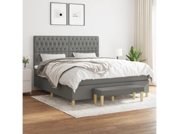 Vidaxl Cama Com Molas/colchão 180x200 Cm Tecido Cinzento-escuro