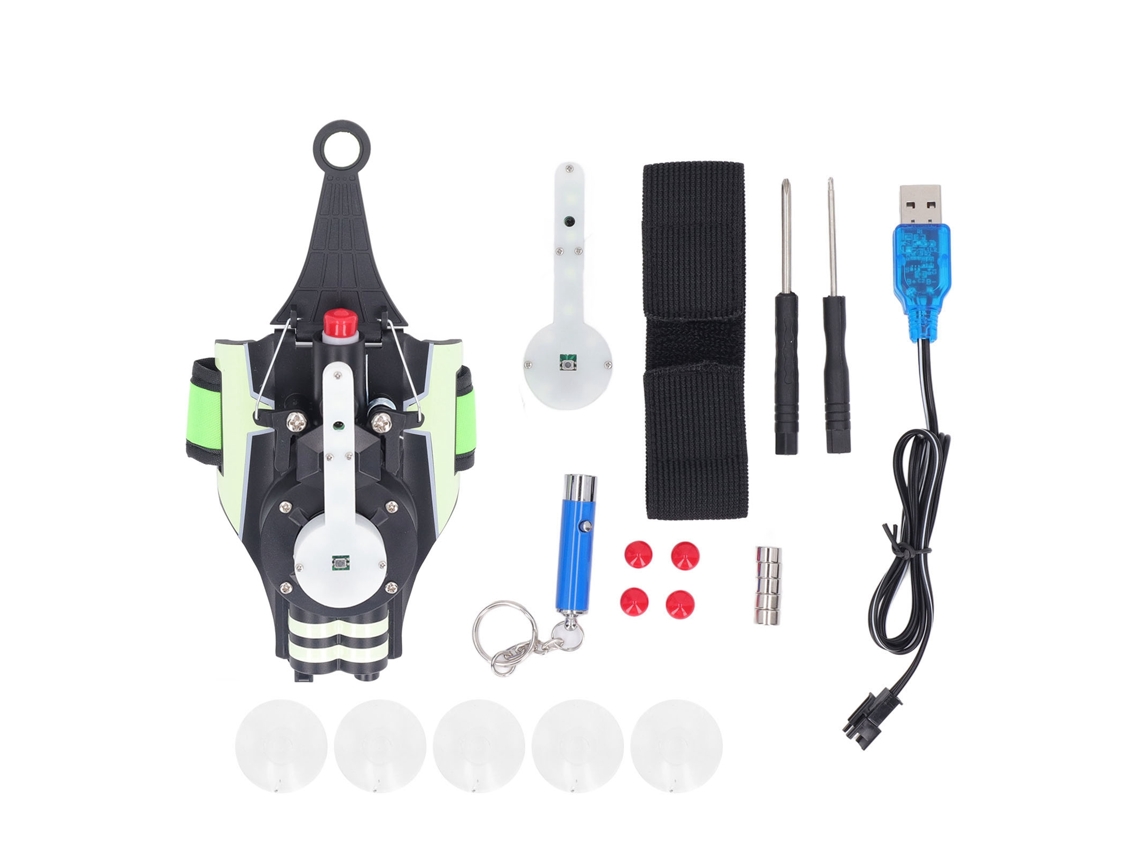 Brinquedo Lançador De Corda Infantil Com 5 Ventosas 5 Ímãs E Iluminação Preto