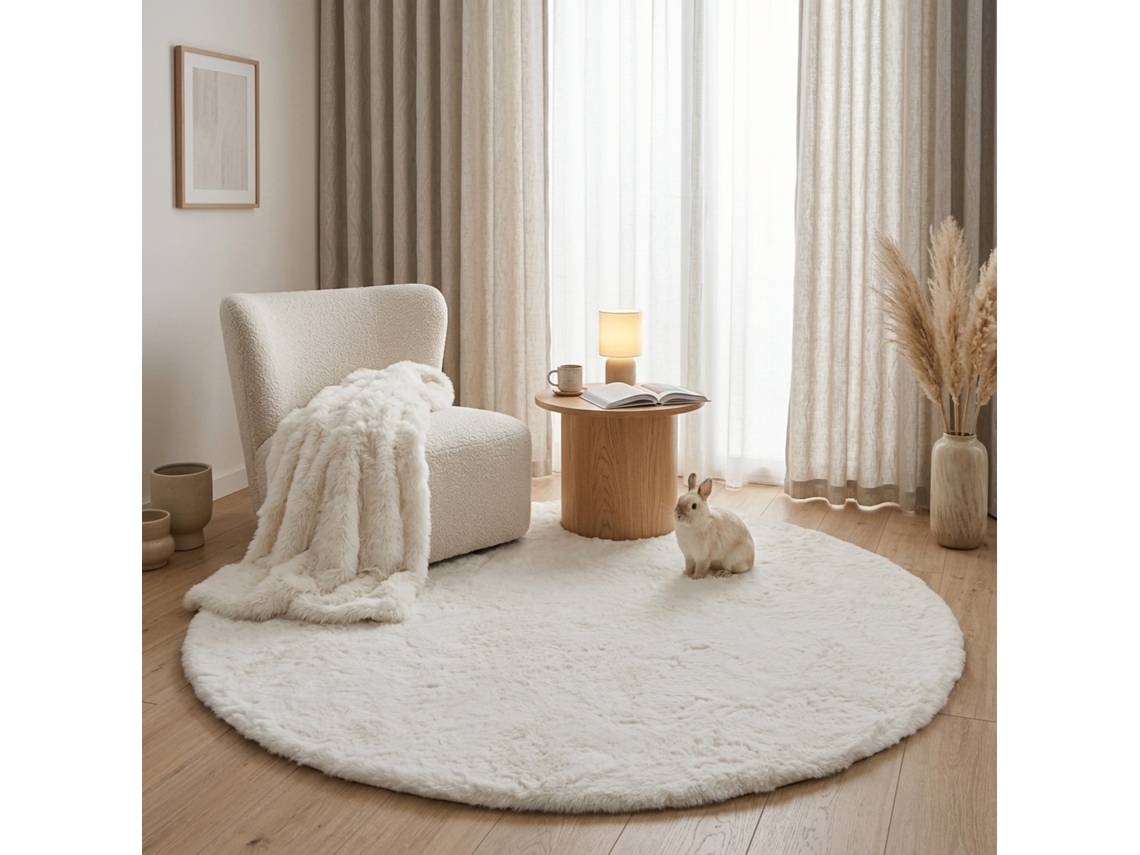Consilio Concept Tapete De Pele Sintética Cloud Super Soft 160x160 Cm Marfim