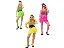 Fato de néon menina dos anos 80 em várias cores para mulher