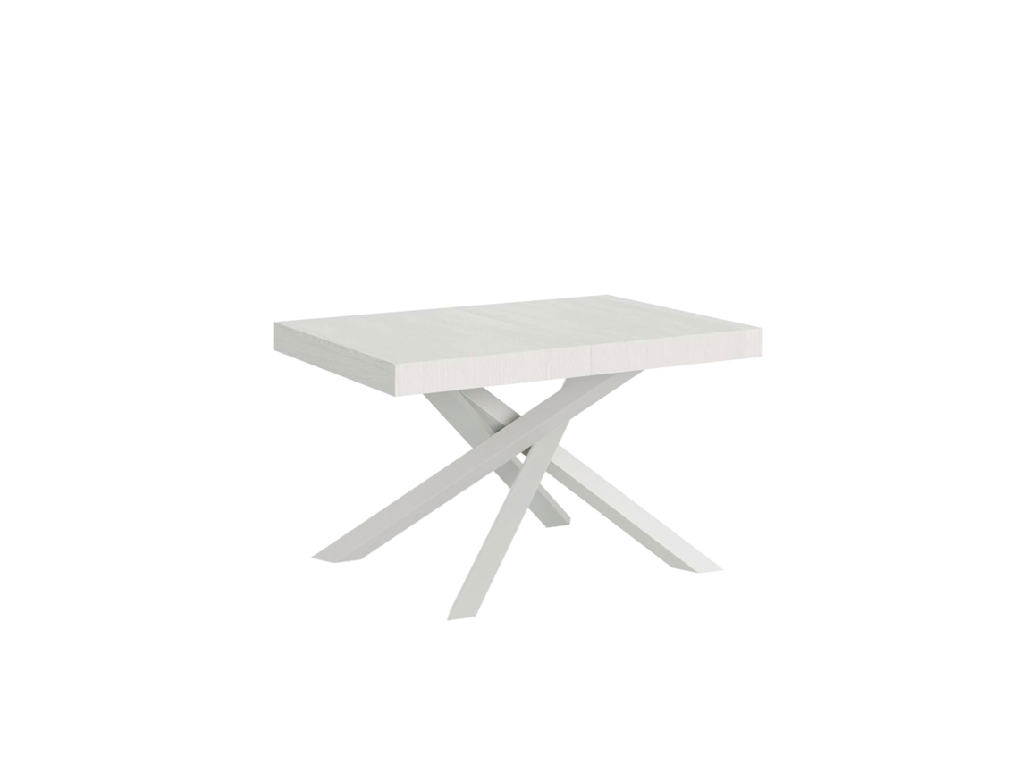 Mesa Extensível Volantis Premium 140/400x90 Cm Freixo Branco Com Pés Brancos Itamoby