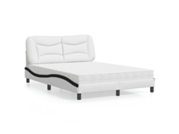 Vidaxl Cama Com Colchão Hvar 120x200 Cm Couro Artificial Branco E Preto