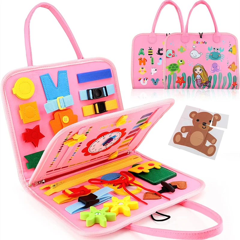 (rosa) Brinquedo Montessori, Painel Sensorial, Para Treinamento De Habilidades Sensoriais Na Primeira Infância, Brinquedo Educativo.