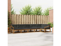 Vidaxl Conjunto De Sofás Para Exterior 6 Unid. Natural E Antracite