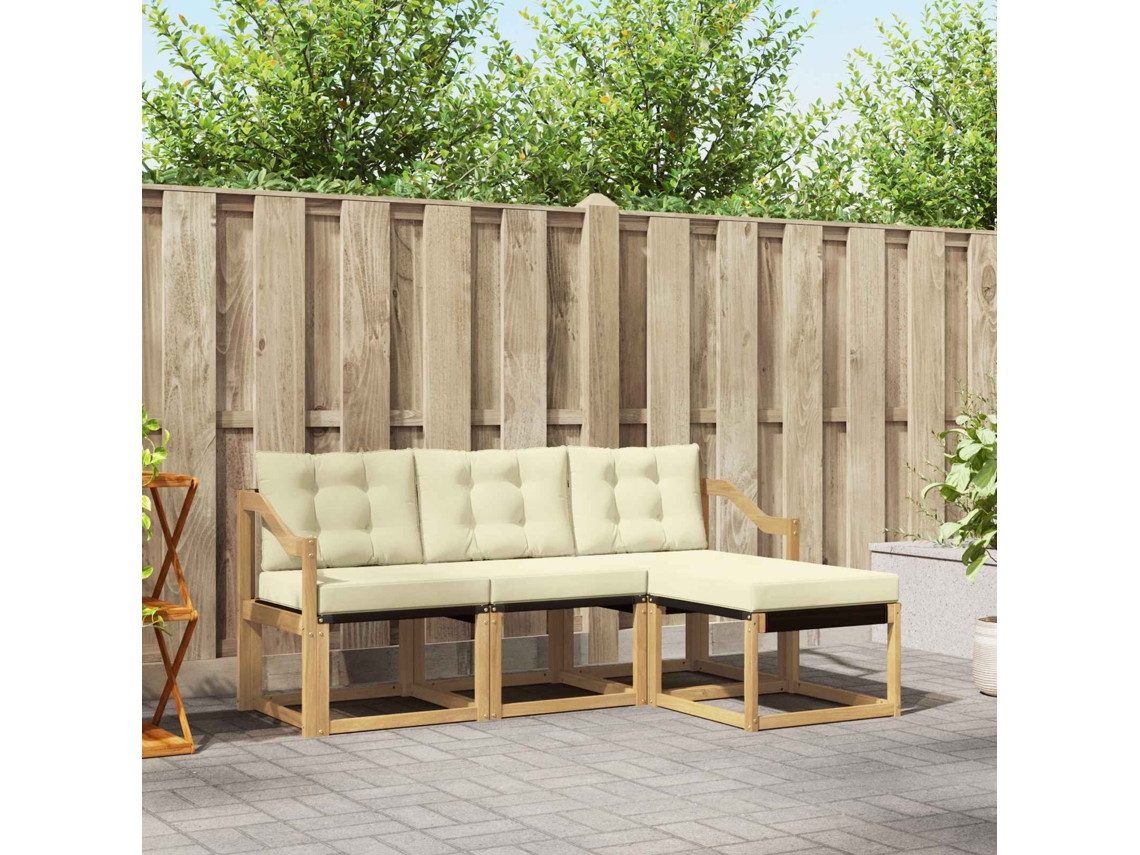 Vidaxl Conjunto De Sofás Para Exterior 4 Unid. Branco E Creme