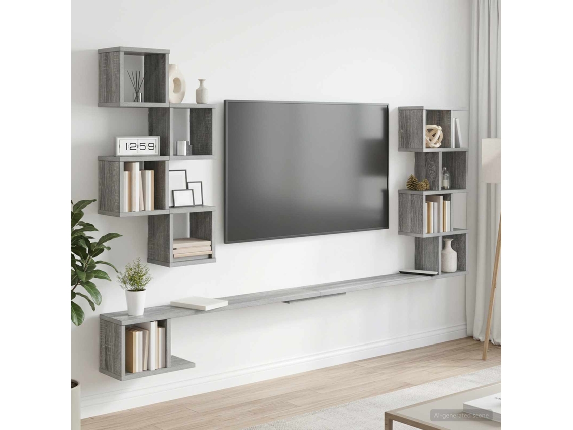 Vidaxl Prateleira De Tv Montada Na Parede Sonoma Cinzento