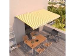 Vidaxl Toldo Retrátil Manual 500x350 Cm Amarelo E Branco