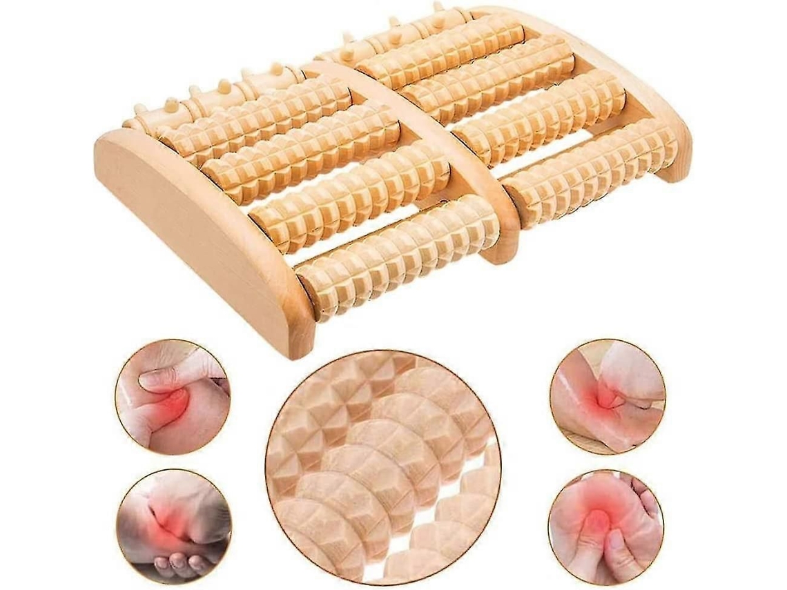 Massageador De Pés Madeira Com Rolos, Alivia Dores Nos Pés, Arco E Calcanhar, Ecológico Para Rel Axamento Acupressão Shi