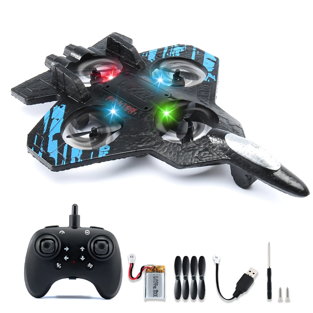 (azul) Quadricóptero De Controle Remoto Com Flip 3d, Luzes E Resistente A Quedas.