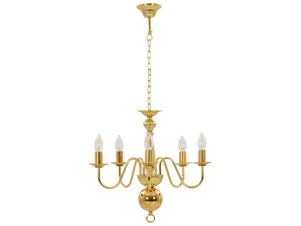 Vidaxl Lustre De 5 Lâmpadas E14 Dourado