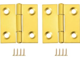 Dobradiças Dobráveis Em Aço Inoxidável Dourado, Pacote Com 2 Unidades, Para Armários E Guarda Roupas, 38x 36x 1, 5mm