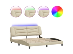 Estrutura de Cama com Led sem Colchão 180x200 cm Tecido Creme MAISON EXCLUSIVE