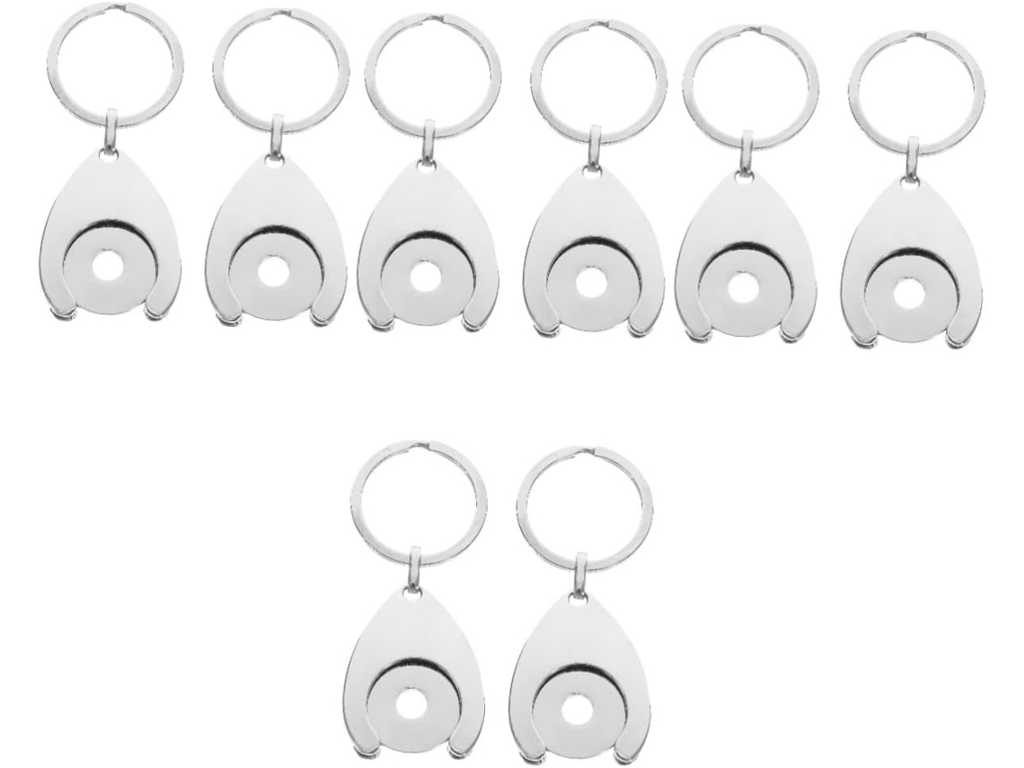 Conjunto De 8 Peças Porta-fichas Metal Para Carrinho Compras,chaveiro Criativo E Elegante,