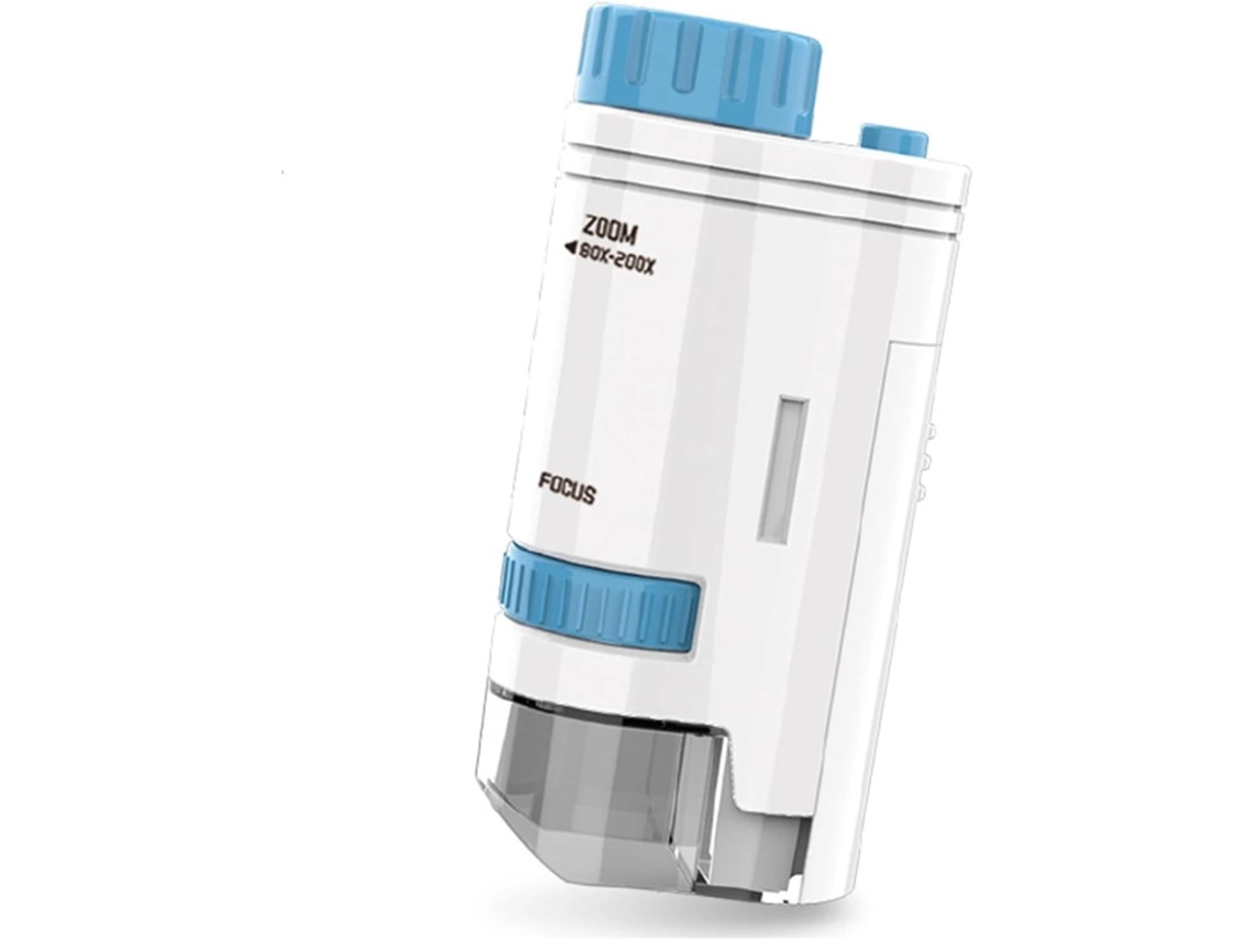 Microscópio de Bolso Elétrico Portátil Mini 60 200x com Luz Led SFUSHOS