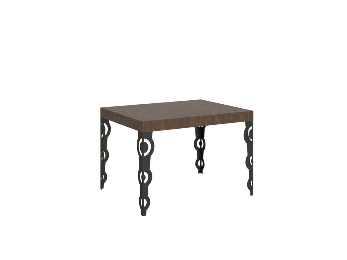 Mesa de Jantar Extensível 80X120/204 Cm Karamay Nogueira Quadro Antracite