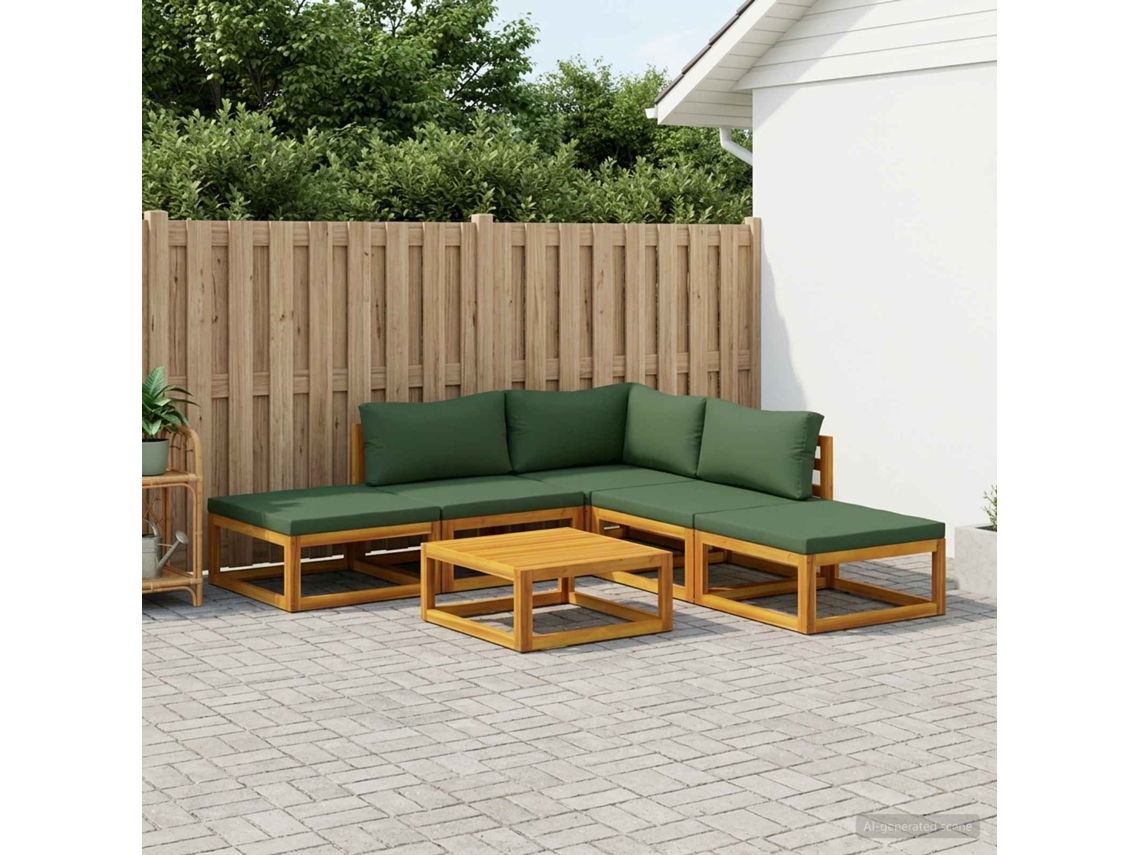Vidaxl Conjunto De Sofás 6 Unid. Natural Madeira Sólida De Acácia
