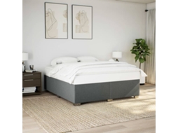 Estrutura De Cama Sem Colchão 200x200 Cm Tecido Cinzento-escuro