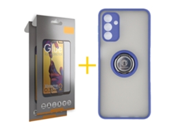 Pack 2 x Película de Vidro Temperado Full + Capa SKYHE Samsung Galaxy A16 5G Gel Bumper Ring Azul