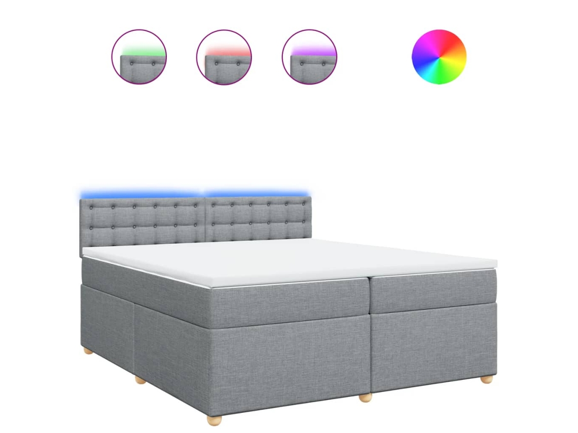 Box Spring Bed, Box Spring Beds Vidaxl Cinzeto Tecido (200 X 200 Cm)