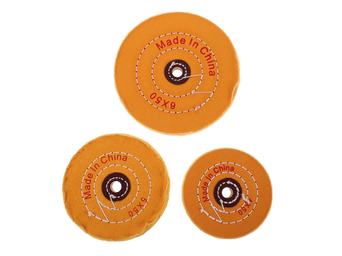 Kit De 3 Discos Feltro Para Polimento Em Esmerilhadeira Bancada, Tamanhos 4, 5e 6 Polegadas, Furo De 12mm, Para