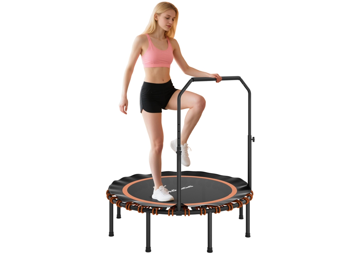 Cama Elástica De Ginástica Com Corrimão Ajustável, Cama Elástica Esportiva Para Uso Interno E Externo, Aço, Plástico, Laranja