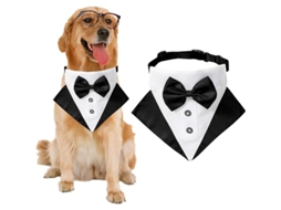 2026 collar com Lenço e Gravata para Cachorro Formal Tuxedo Ajustável para Casamentos Festas Tamanho L Preto Talla L