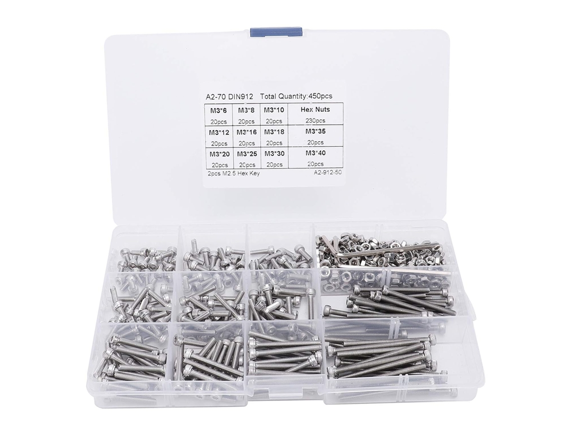 Conjunto Variado De Parafusos Cabeça Sextavada Interna M3 Em Aço