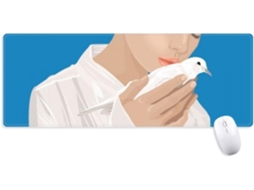 Mousepad Antiderrapante Blue Peace Girl para Escritório, Estampa de Guerra, Azul 80 X 30 0,4 Cm