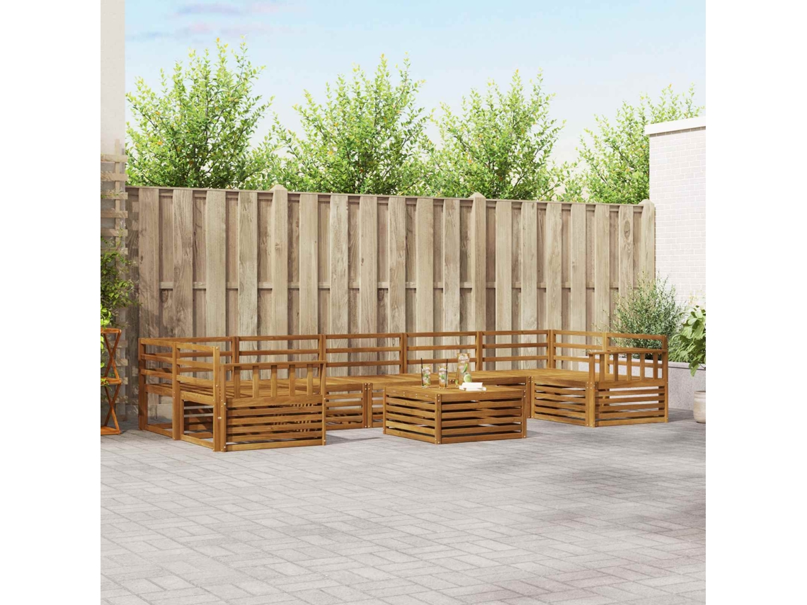 Vidaxl Conjunto De Sofás Para Exterior 8 Pcs Natural