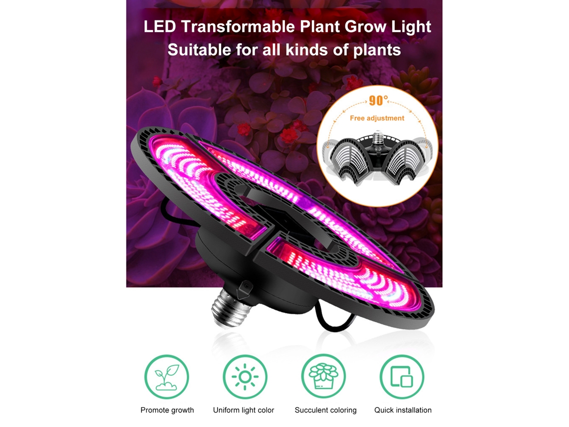 Lâmpada de Crescimento LED com 3 Folhas, à prova d'água, eficiente para plantas e floração | S/MARCA