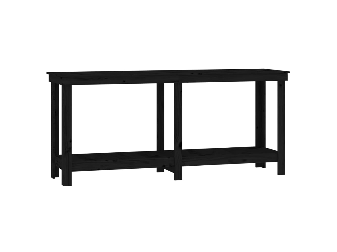 vidaXL Banco de trabalho 180x50x80 cm pinho maciço preto