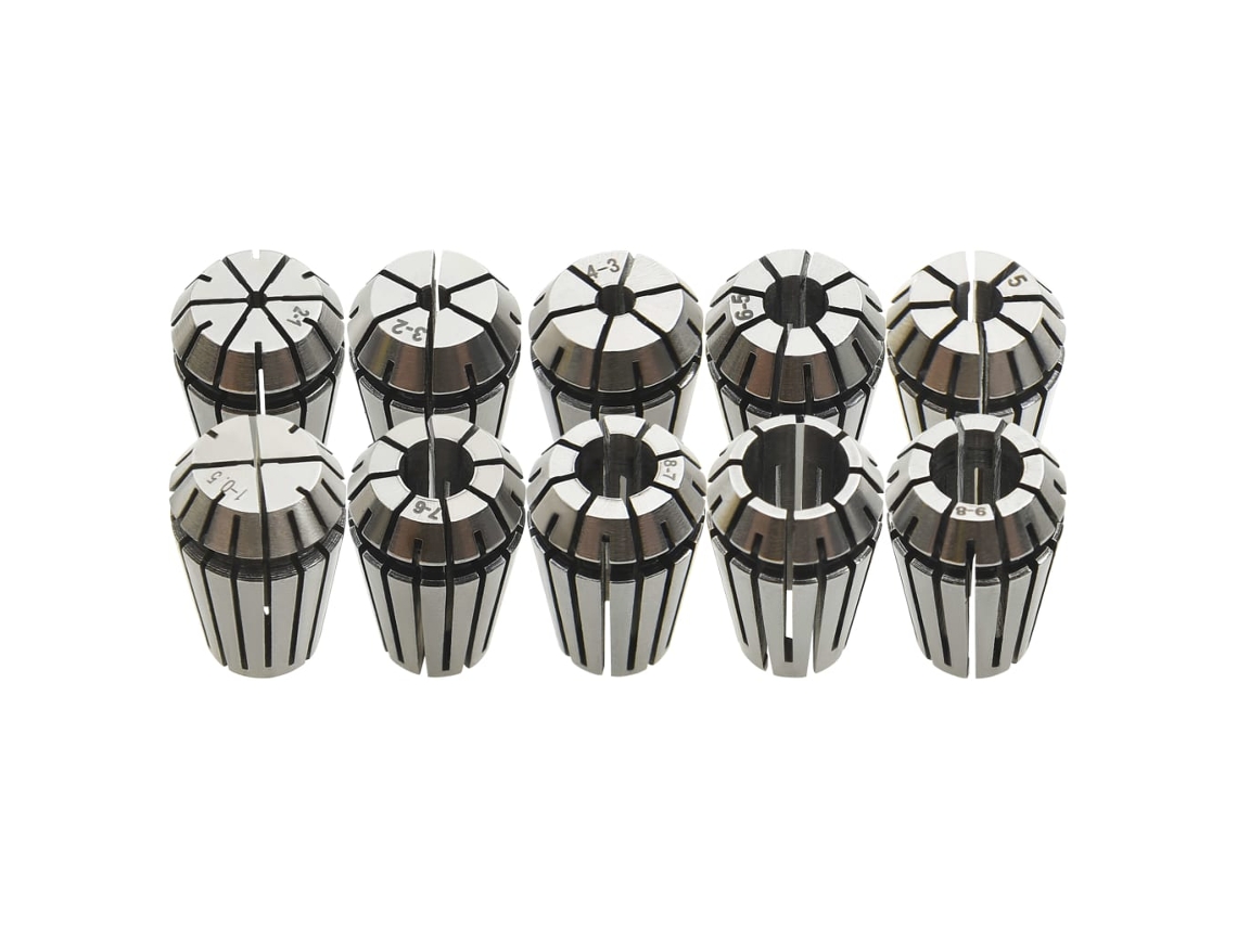 Vidaxl Pinças Er16 10 Pcs P/ Conjunto De Ferramentas De Torneamento
