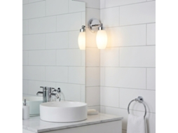 Aplique De Casa De Banho Para Espelho E14 Máx. 20w, Base Metálica Cromada Com Difusor Em Vidro Opal ''minora'', Ip44