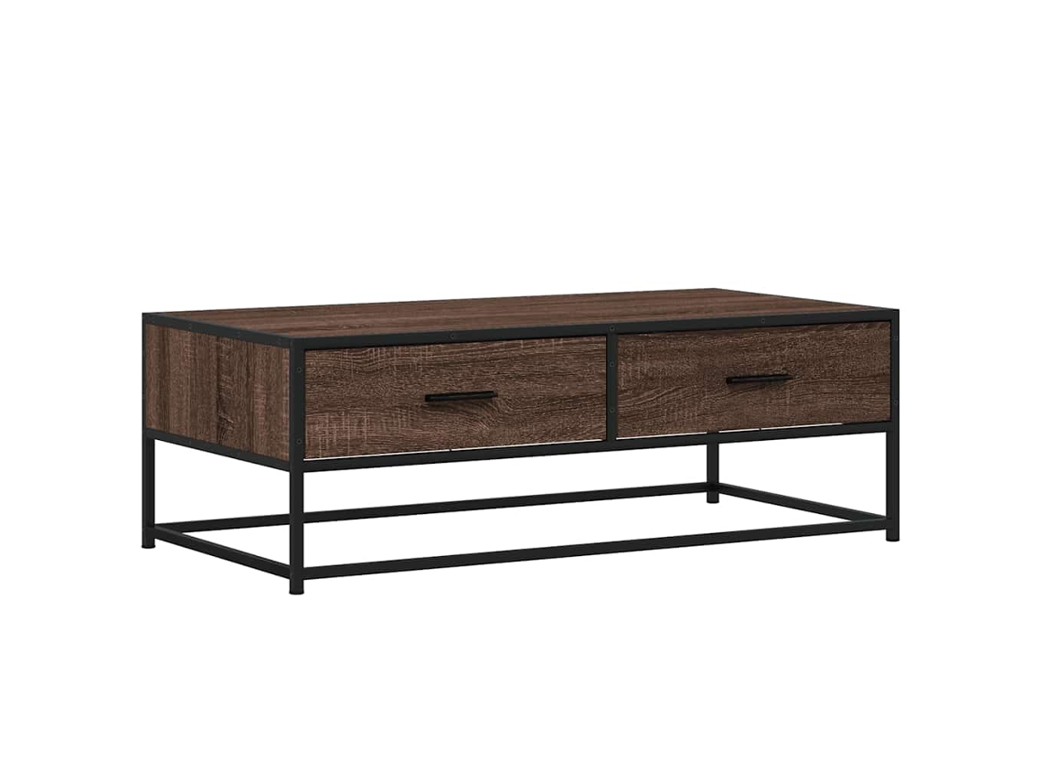 Mesa de Centro MAISON EXCLUSIVE em Derivados da Madeira e Metal Carvalho Castanho (100x50x35 cm)