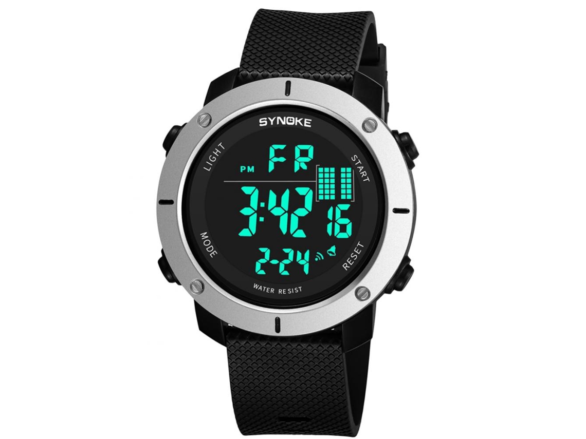 Reloj Electrónico De Pulsera Fashion Simple Multifuncional Synoke (negro, Plata)