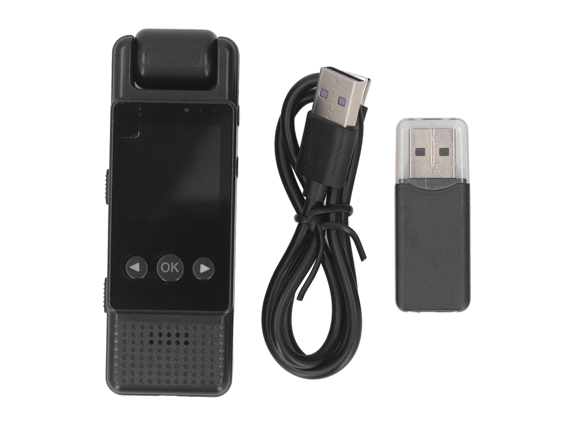 Gravador De Vídeo Corporal Preto 1080p Com Lente Rotativa 180° Tela Lcd 1.3 Polegadas Clip E Detecção De Movimento