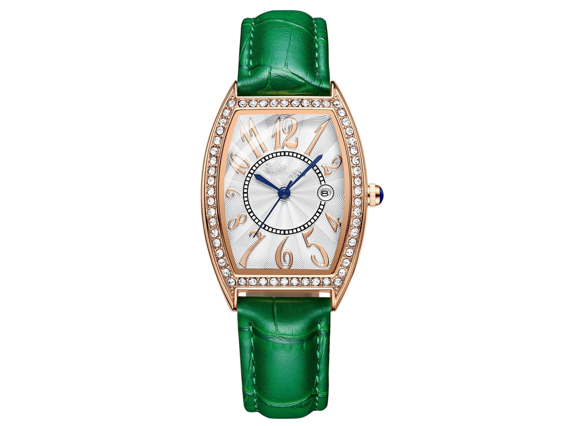 Relógio de Pulso Feminino com Strass Elegante Impermeável de Liga Presente de Aniversário Verde