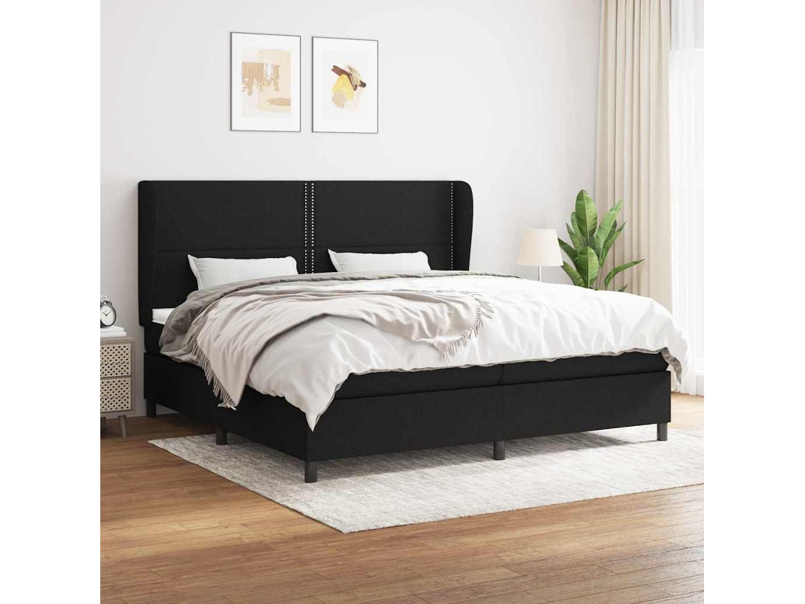 Vidaxl Cama Com Molas/colchão 200x200 Cm Tecido Preto