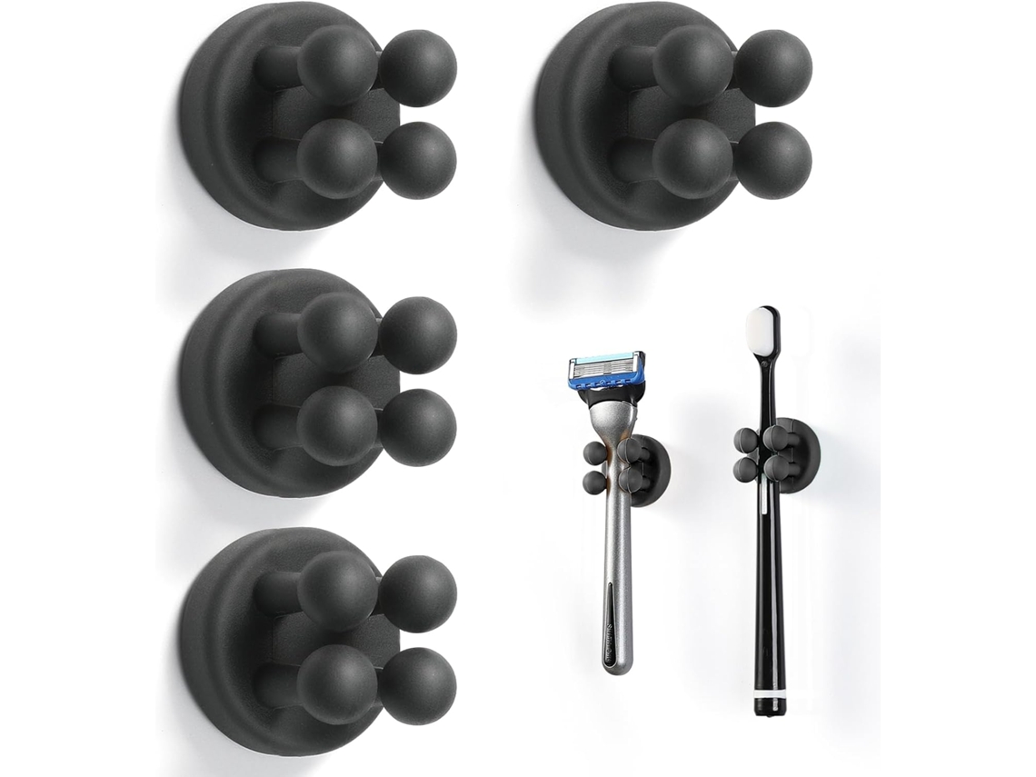 Suporte Escova Dentes Parede Gancho Silicone 4 Unidades Banheiro