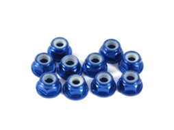 Porcas Sextavadas Autotravantes M3 Em Nylon, Usinadas Em Alumínio Cnc, Na Cor Azul Royal, Com Travamento Automático E