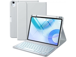 Capa Com Teclado Bluetooth Retroiluminado Para Ipad De 10ª Geração 10,9 Polegadas 2022 Caneta Stylus Não Incluída (português-cinza)