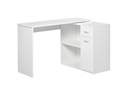 Mesa de canto angular com estante em madeira branca e mesa giratória 173x39,8x74 Cm BTFORUS