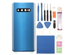 Mali tampa Traseira de Vidro para Bateria com Lente de Câmera e Adesivo para Galaxy S10+plus G975 Azul