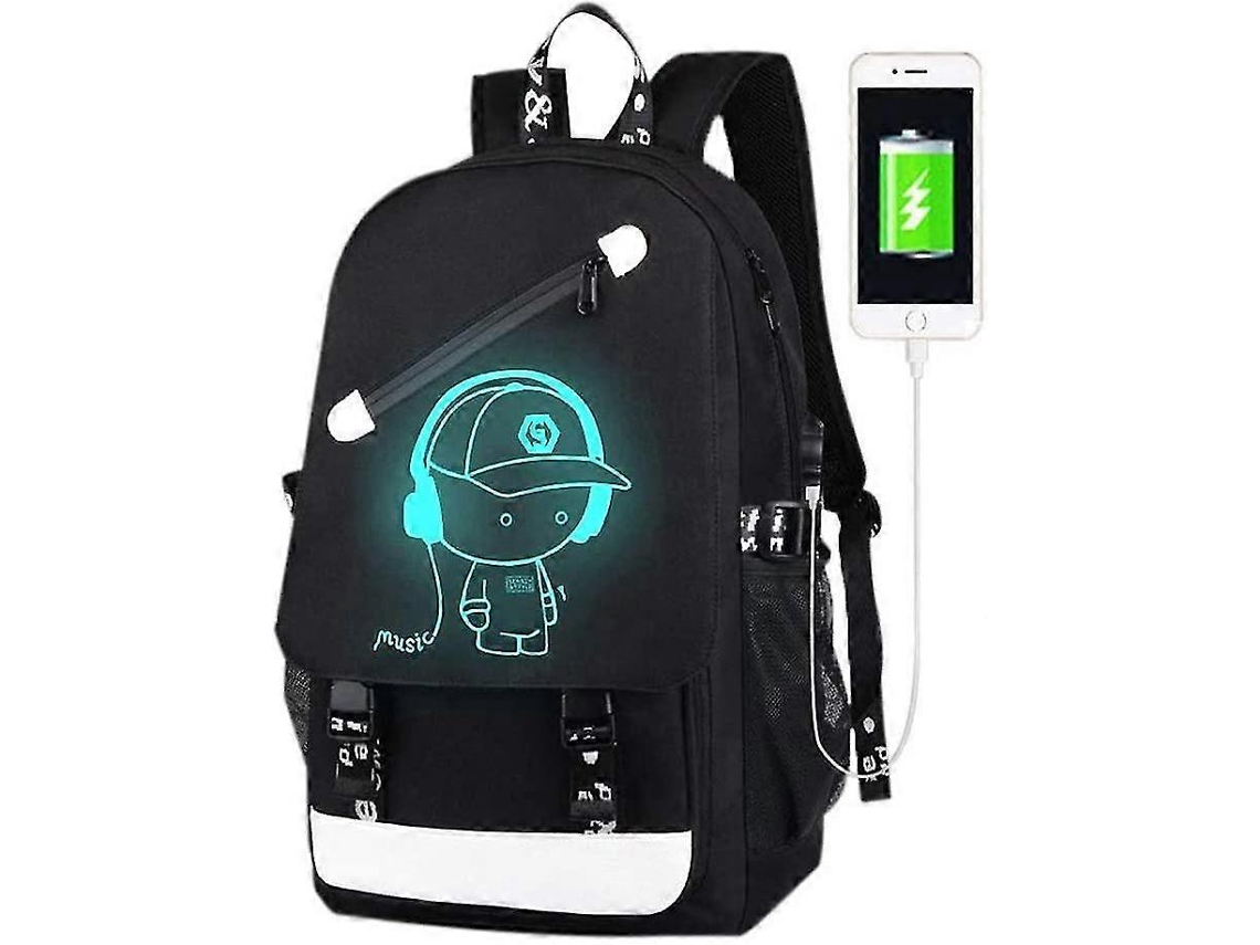 Mochila Infantil, Unissex, Juvenil, Estampa Anime, Impermeável, Porta Usb, Led Luminoso, Aulas, Bolsa Ombro
