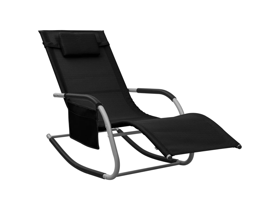 Espreguiçadeira Chaise Longue Textilene Preto e Cinzento