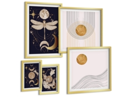 Conjunto De Pinturas Motivos Espaciais Estilosos De Insetos Espelharte (5 Peças)