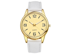 Relógio de pulso feminino Gaiety Luxury Noble, com caixa redonda e pulseira de PU, analógico (branco)