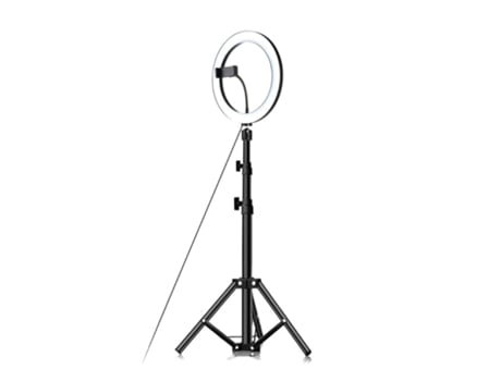 Anel Luz 26cm Led Ring Light com Adaptador Telemóvel e Tripé Extensível